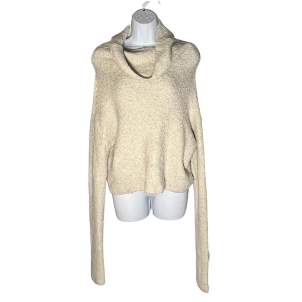 Free People We The Free Women's OVERSIZED Cowl Neck Cropped Sweater Ivory XS